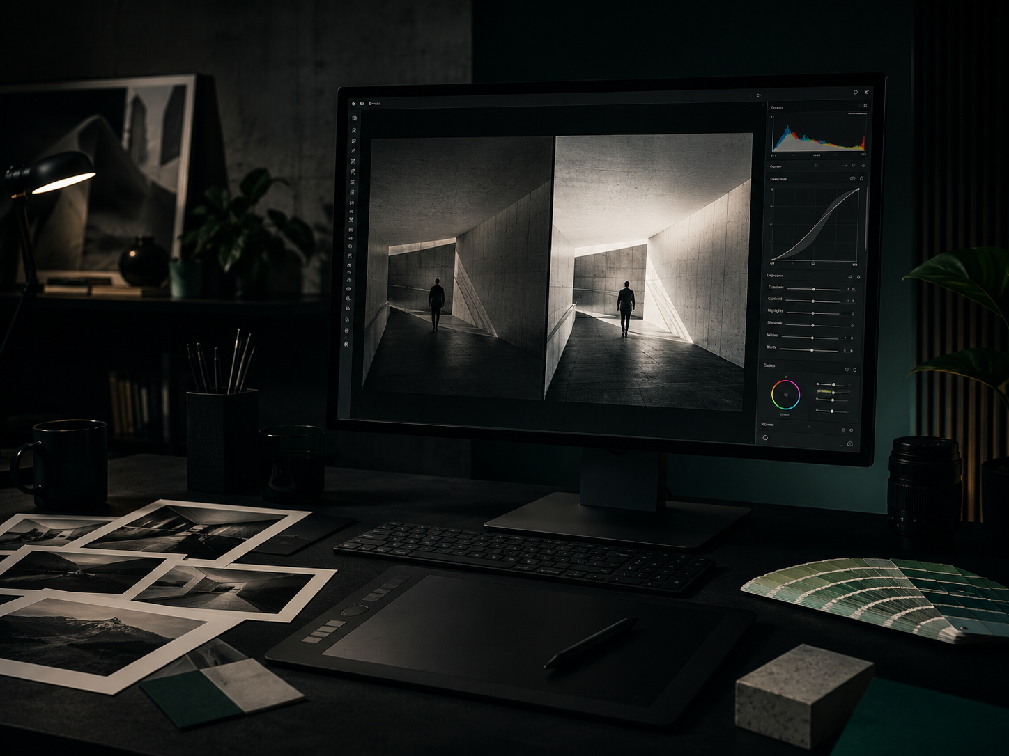 写真補正とレタッチ作業の編集画面